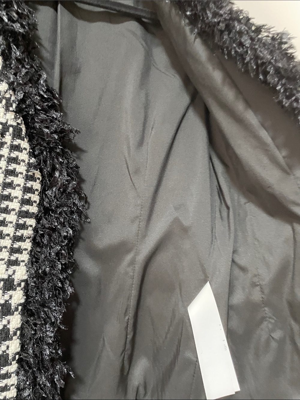 Imperial Black & White Houndstooth Fringe Tweed Blazer - Picture 12 of 17